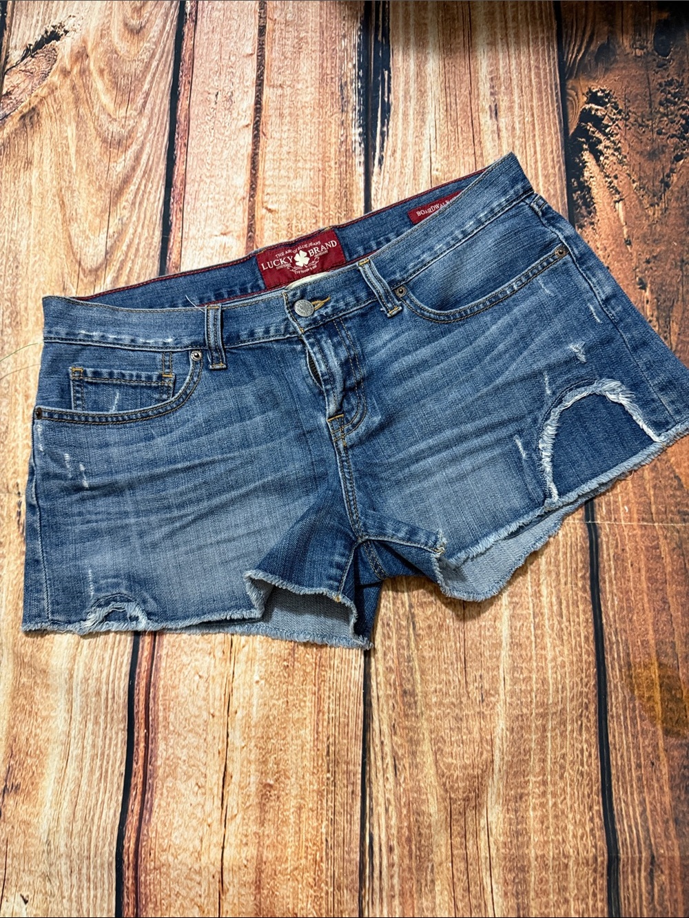 Lucky Brand Boardwalk Short Distressed Frayed Cutoff Denim Shorts - Size 8/29